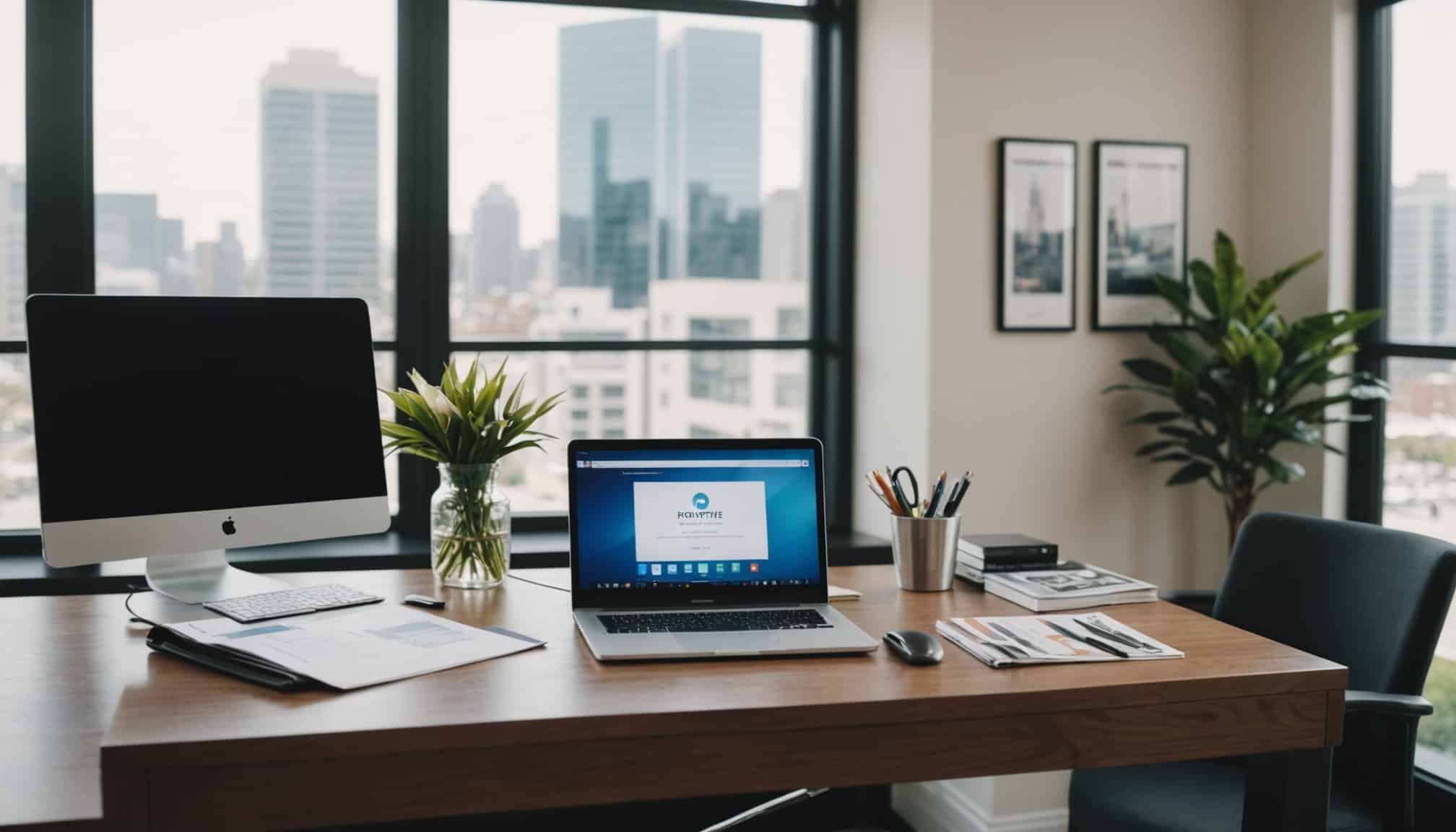 Vue d'un agent immobilier conseillant un client  
Rencontre entre un acheteur et un professionnel immobilier